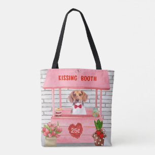 Beagle Dog Valentine's Day Kissing Booth Tote Bag