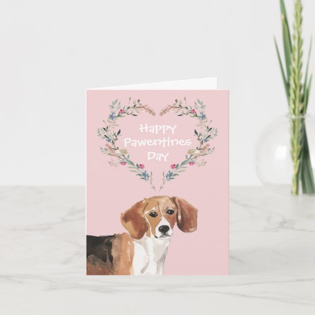 Beagle Dog Valentines Holiday Card (Front)