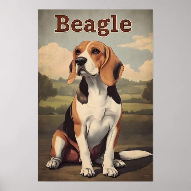 Beagle Dog Vintage Art Poster (Front)