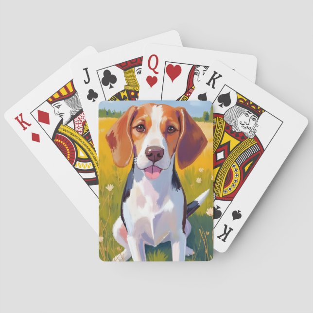Beagle | Dog Watercolor Pet Painting Playing Cards (Back)