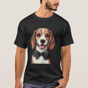 Beagle Dog Wearing Bow Tie Black Neckwear Long Sle T-Shirt