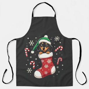 Beagle Dog Wearing Santa Hat Christmas Lovers Apron