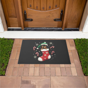Beagle Dog Wearing Santa Hat Christmas Lovers Doormat