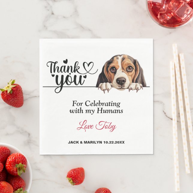 Beagle Dog Wedding Cocktail Napkin (Insitu)