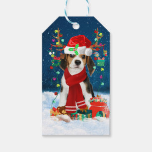 Beagle dog with Christmas gifts Gift Tags