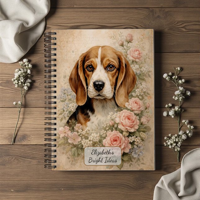Beagle Dog with Roses Notebook (Creator Uploaded)