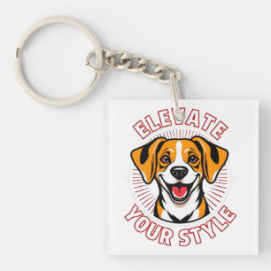 Beagle Dog with Text Art Keychain