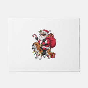 Beagle Dog Xmas Lighting Santa Riding Beagle Chris Doormat