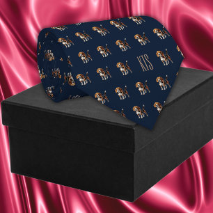 Beagle Dogs Pattern Monogrammed Veterinarian Tie