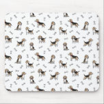 Beagle dogs pattern mouse pad<br><div class="desc">Beagle dogs seamless pattern on white background. Creative doodle style pattern with beagle dogs and bones</div>