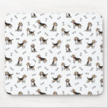 Beagle dogs pattern mouse pad<br><div class="desc">Beagle dogs seamless pattern on white background. Creative doodle style pattern with beagle dogs and bones</div>