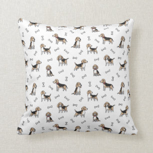 Beagle dogs pattern throw pillow