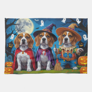 Beagle Dogs Pumpkin Halloween Funny Kitchen Towel