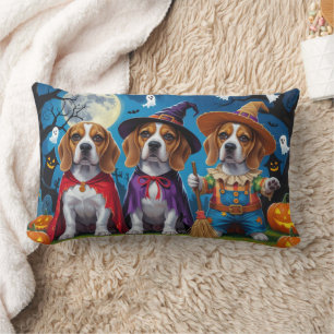Beagle Dogs Pumpkin Halloween Funny Lumbar Pillow