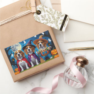 Beagle Dogs Pumpkin Halloween Funny Sticker