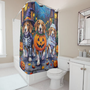 Beagle Dogs Trick-or-Treating in Halloween Costume