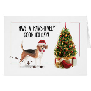 Beagle drôle Chien de Noël avec arbre