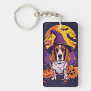 Beagle effrayant Halloween Sorcière et Citrouille