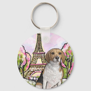 beagle eiffel tower paris keychain
