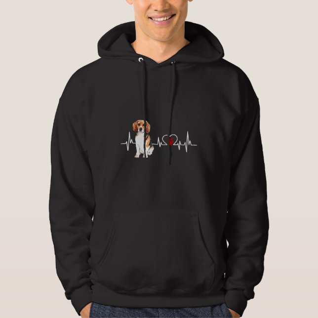 Beagle Ekg Heartbeat Heart Line Dog    Hoodie (Front)