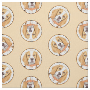 Beagle English Painting Tri Tricolor Cute Dog Art Fabric