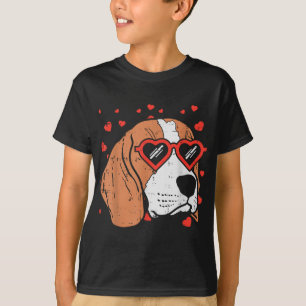 Beagle Face Heart Glasses Cute Valentines Day Dog  T-Shirt