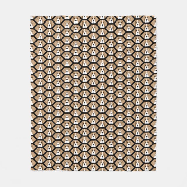 Beagle Face Honeycomb Pattern Fleece Blanket (Front)