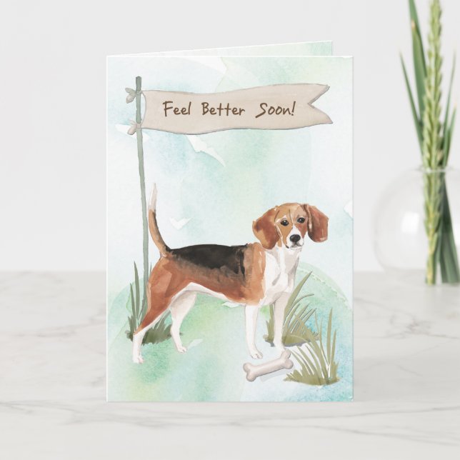 Beagle Feel Better After Surgery to Dog Card (Front)
