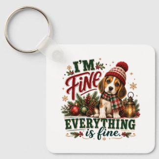 Beagle Fine Everything Is Fine Keychain