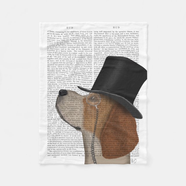 Beagle, Formal Hound and Hat Fleece Blanket (Front)