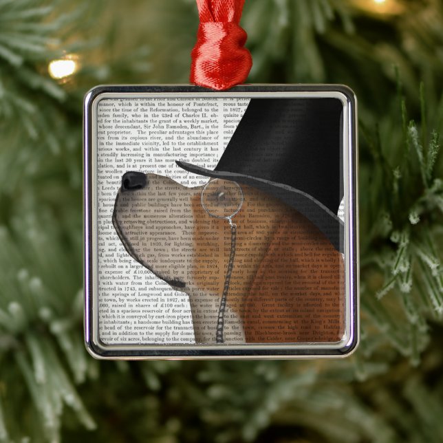 Beagle, Formal Hound and Hat Metal Ornament (Tree)