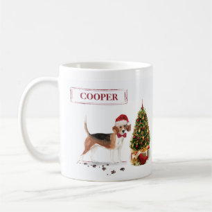 Beagle Funny Christmas Dog with Tree Coffee Mug