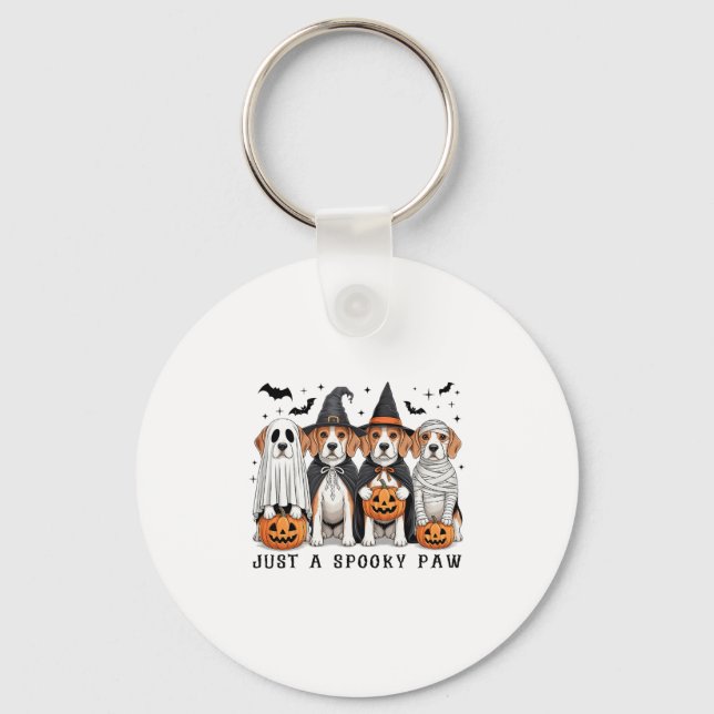 Beagle Ghost Cute Dog Halloween Thanksgiving  Keychain (Front)