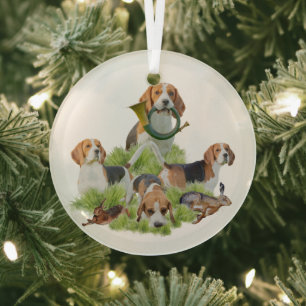 Beagle     glass ornament