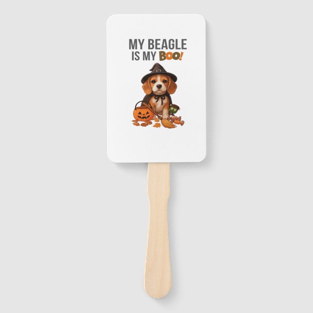 Beagle Halloween Costume  My Beagle is My Boo Dog  Hand Fan (Front)
