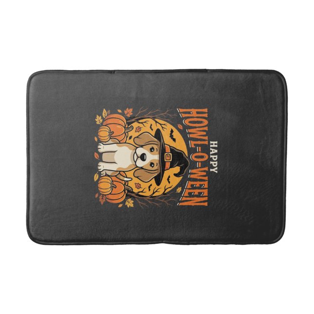 Beagle Halloween Howl-O-Ween Dog Pumpkin Design_1 Bath Mat (Front)
