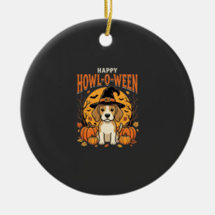 Beagle Halloween Howl-O-Ween Dog Pumpkin Design_1 Ceramic Ornament
