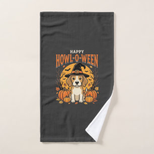 Beagle Halloween Howl-O-Ween Dog Pumpkin Design_1 Hand Towel