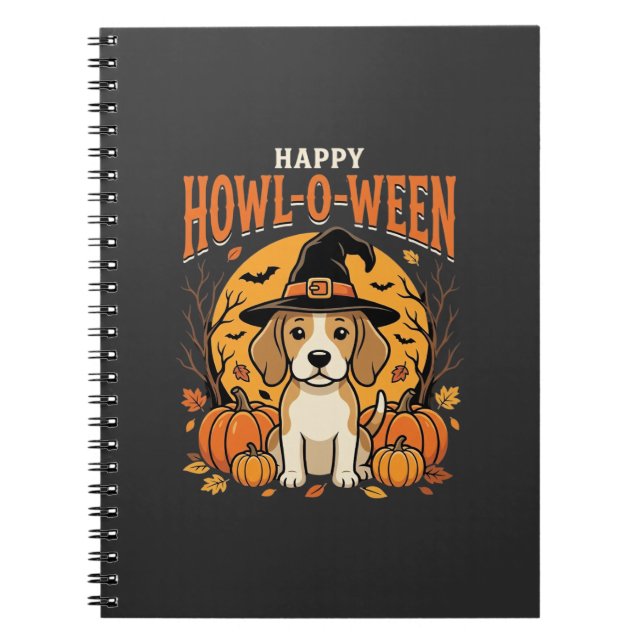 Beagle Halloween Howl-O-Ween Dog Pumpkin Design_1 Notebook (Front)