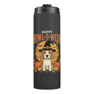 Beagle Halloween Howl-O-Ween Dog Pumpkin Design_1 Thermal Tumbler