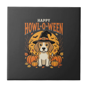 Beagle Halloween Howl-O-Ween Dog Pumpkin Design_1 Tile