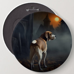 Beagle Halloween Scary  6 Inch Round Button