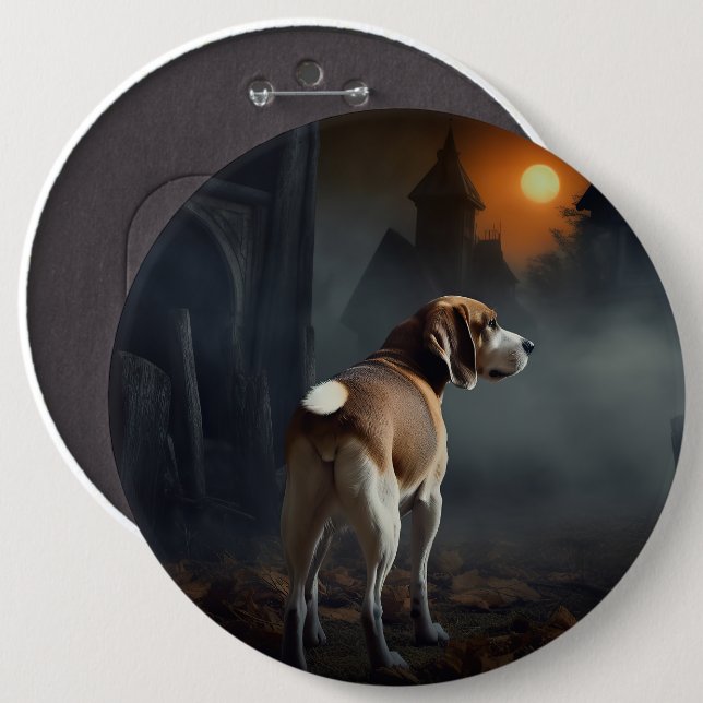 Beagle Halloween Scary  6 Inch Round Button (Front & Back)