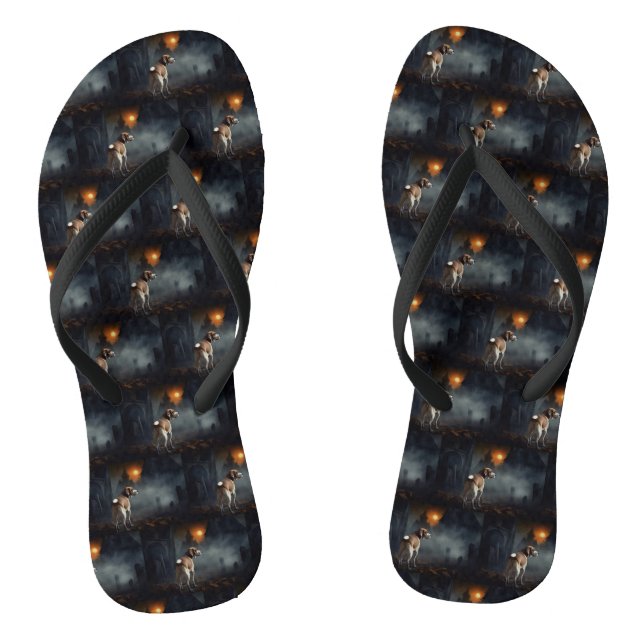 Beagle Halloween Scary  Flip Flops (Footbed)
