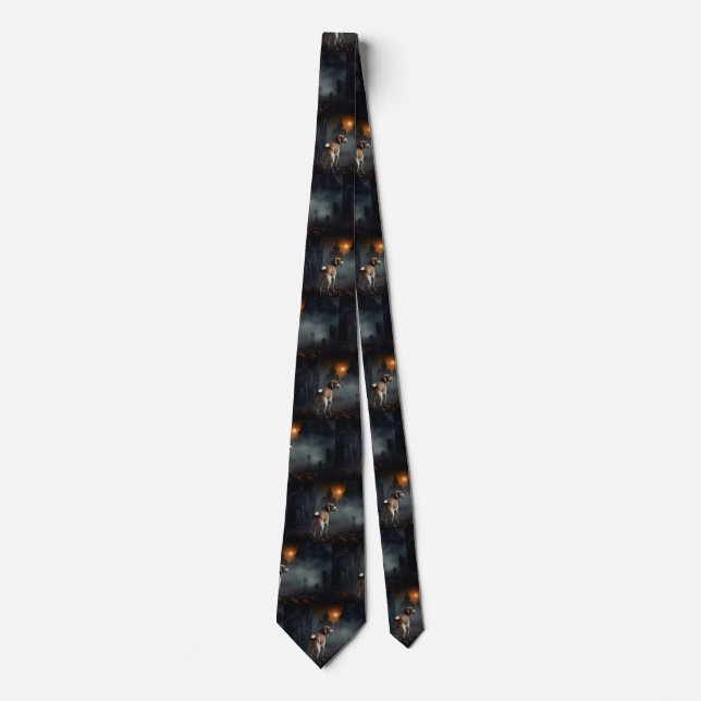 Beagle Halloween Scary  Tie (Front)