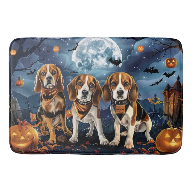 Beagle Halloween Spooky Bath Mat (Front)