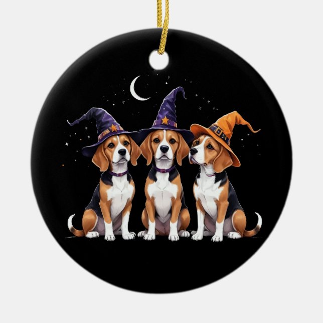 Beagle Halloween Spooky Dog Halloween Costume Ceramic Ornament (Front)