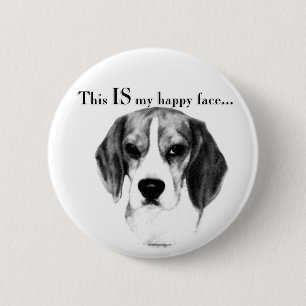 Beagle Happy Face 2 Inch Round Button