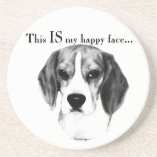 Beagle Happy Face; Happy Beagle; Grumpy Beagle Coaster