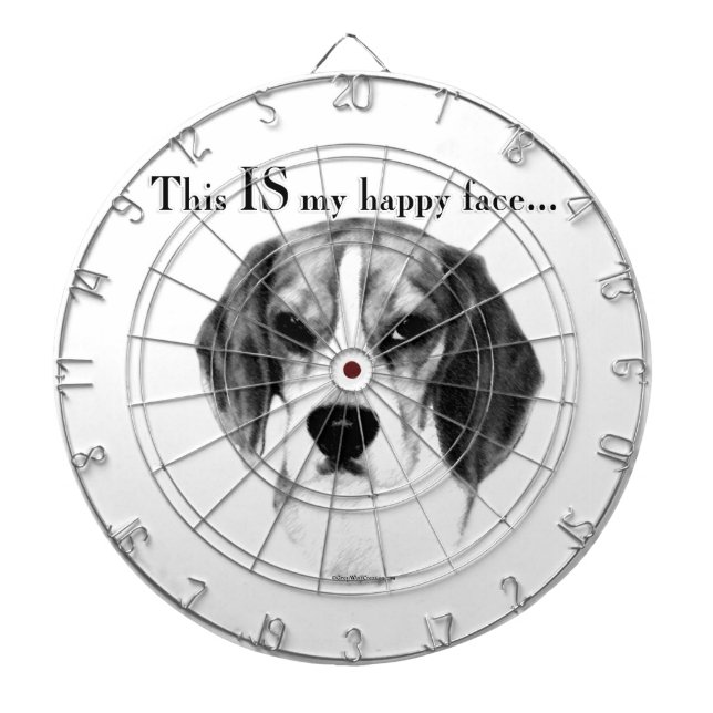 Beagle Happy Face; Happy Beagle; Grumpy Beagle Dartboard (Front)